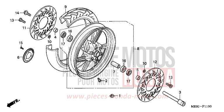 FRONT WHEEL for CBF600S ABS FORCE SILVER METALLIC (NH411) from 2004
